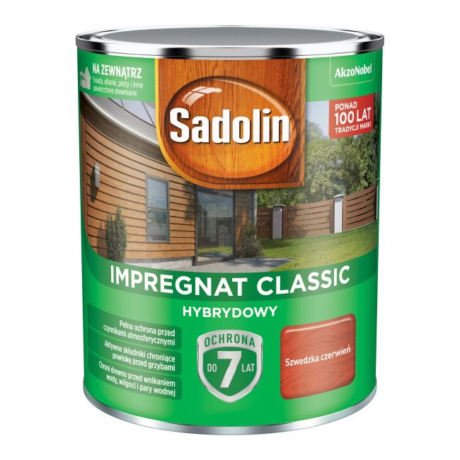 Impregnat do drewna Sadolin Hybrydowy szwedzka czerwień 0,75 l