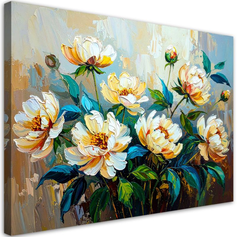 Obraz do salonu Feeby Bukiet Kwiatów Zielony imitacja farby 60x40cm 1szt