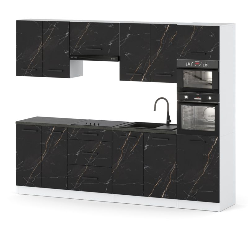 Zestaw Kuchenny Hurtownia-Mebli Z Blatem Kuchnia Marra 260cm Biały Mat San Sebastian 260x47x217 cm 1szt.