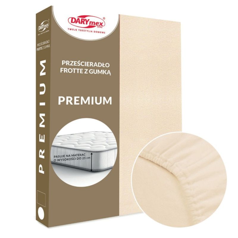 Prześcieradło frotte z gumką Darymex 160x200 kolor jasny beż PREMIUM 1 szt.