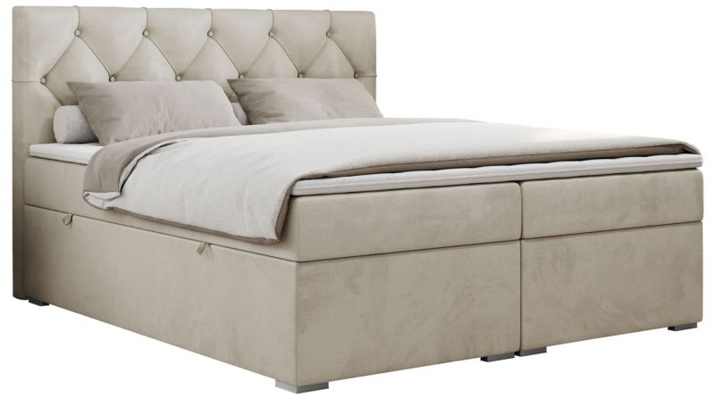 Łóżko kontynentalne MKS Meble ALDA 200x200 H4 beżowy welwet 1szt.