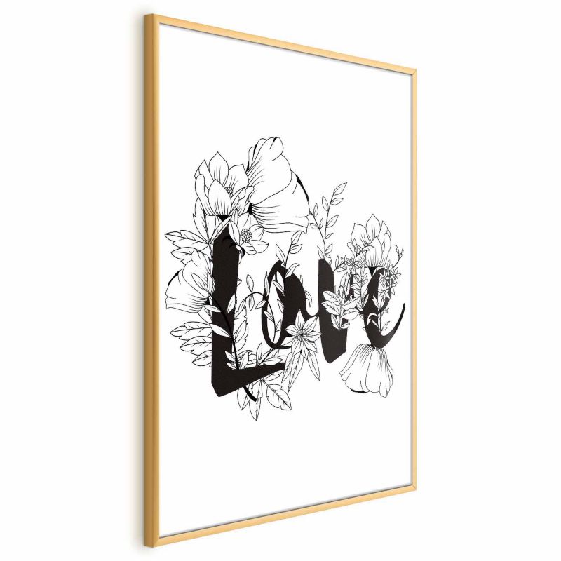 Plakat Artgeist Love w kwiatach 40x60 cm z ramą złotą 1 szt