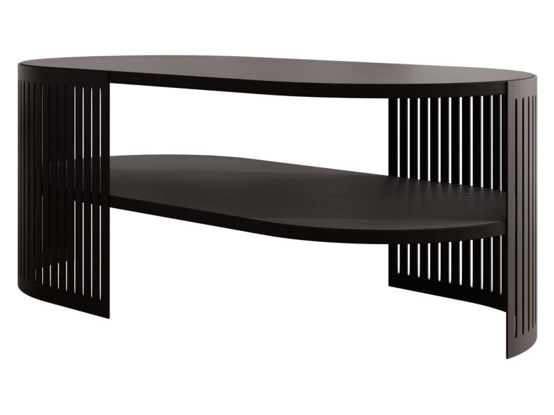 Stolik kawowy MIRJAN 24 owalny do salonu Fikoli II czarny molet 1 szt.