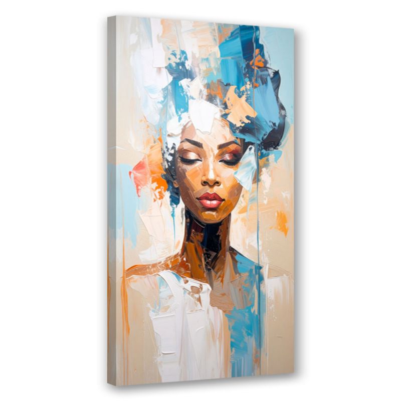 Obraz do salonu sypialni Feeby Portret kobiety abstrakcja turkusowy 40x80cm 1szt