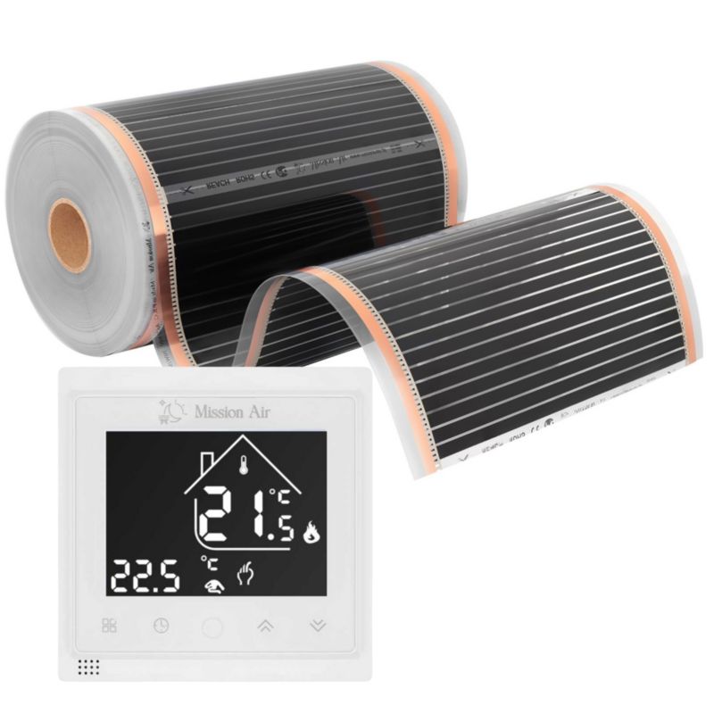 Zestaw folii grzewczych na podczerwień Mission Air Silver 160W 16m²,szer.50cm +Libra Biały 1szt