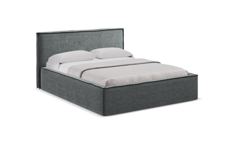 Łóżko LaMiaSofa Anani z tkaniny szenilowej 140x200 grafitowy 1 szt.