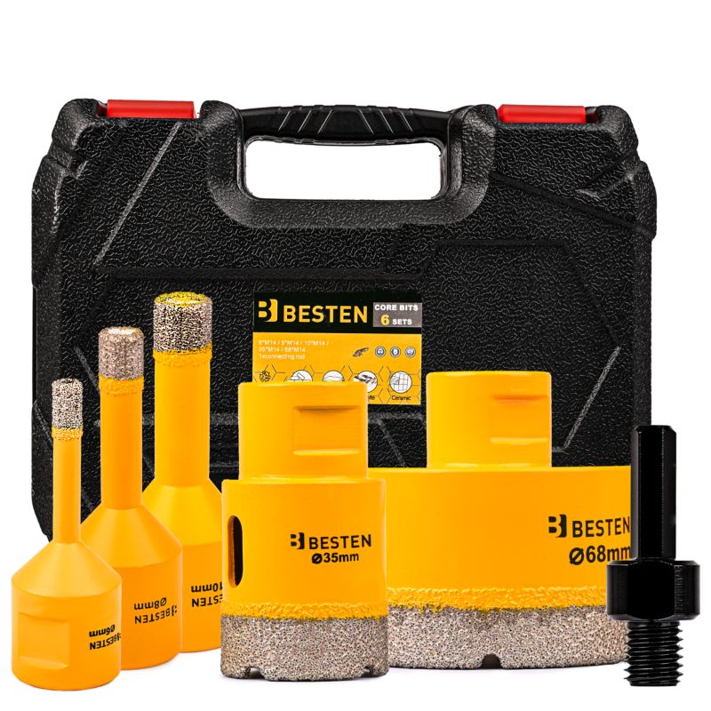 Zestaw otwornic diamentowych BESTEN BE-2820 M14 6-68 mm z adapterem i walizką 1 kpl