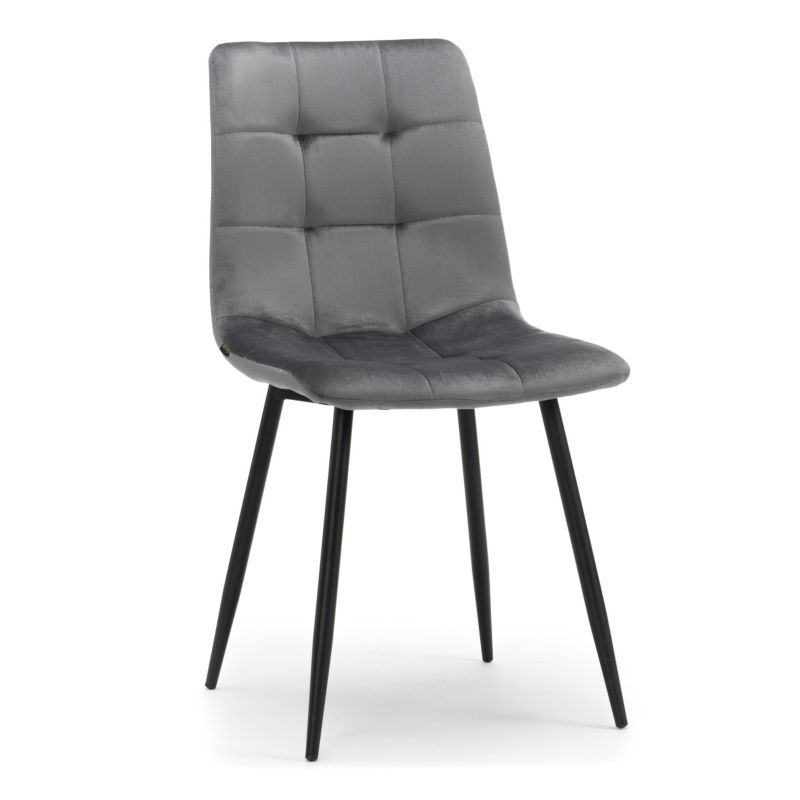 Krzesło tapicerowane New Home PARMA szare welurowe pikowane 1 szt.