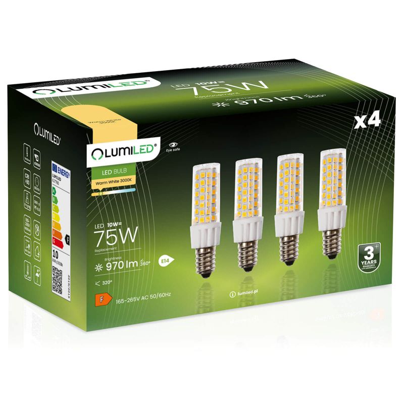 Żarówka LED LUMILED E14 T25 10W 970lm 3000K 320st 4 szt.