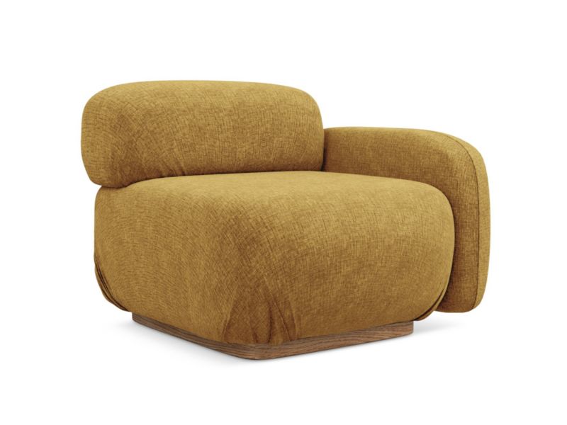 Moduł z podłokietnikiem prawy Makamii Ailani z tkaniny szenilowej 95x95 cm musztardowy 1 szt.