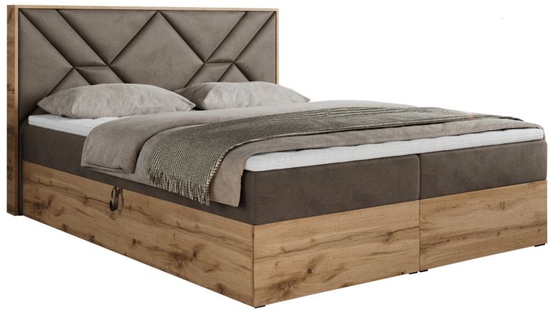 Łóżko kontynentalne MKS Meble GUNAR 180x200 H4 Brązowy welvet 1szt