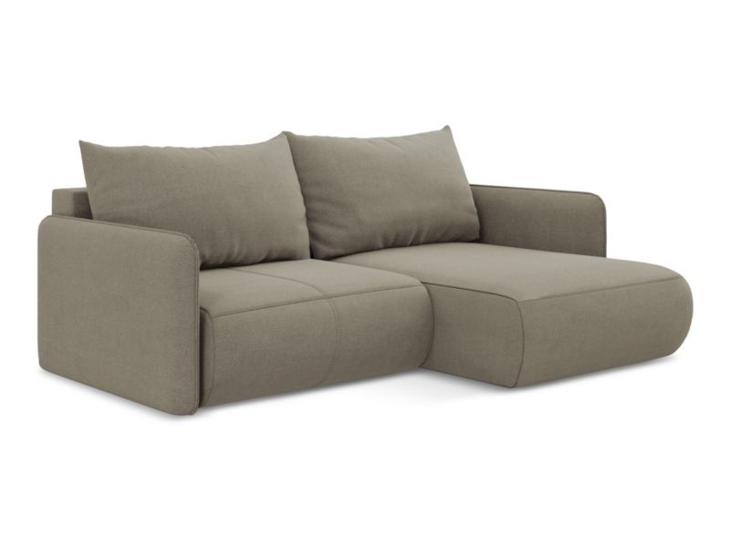 Narożnik prawostronny z funkcją spania LaMiaSofa PALERMO z tkaniny strukturalnej 207x148 cm ciemny beż 1 szt.