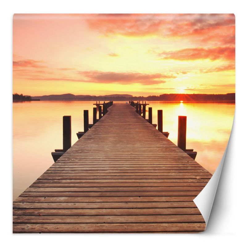 Fototapeta Feeby Pomost nad jeziorem zachód słońca 300x300 1 szt