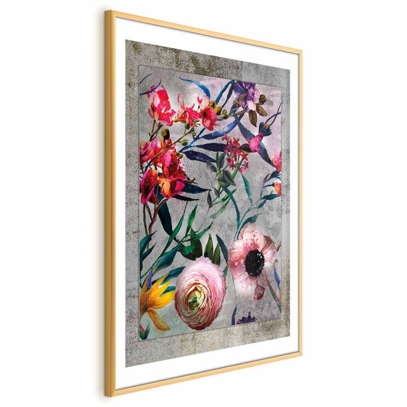 Plakat Artgeist Rustykalne kwiaty 40x60 cm z ramą złotą 1 szt