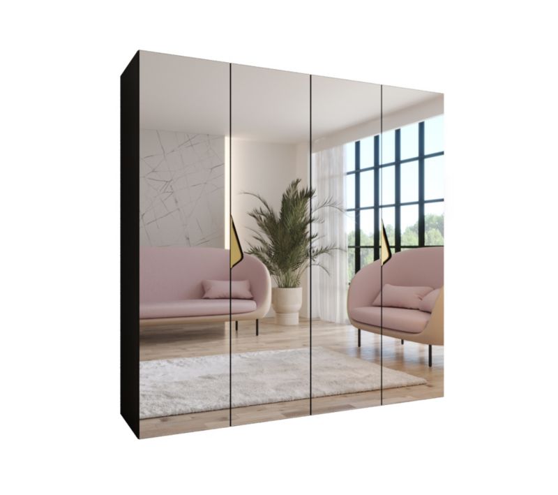 Szafa uchylna z lustrem otwierana Abiks SANDI 3 200 wys 202 cm Czarny + Złoty 1 szt