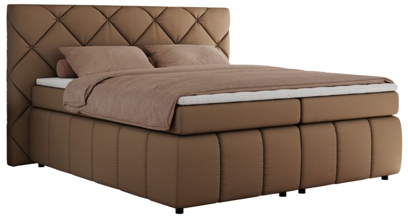 Łóżko kontynentalne MKS Meble RITA 180x200 H4 brązowy ekoskóra 1szt.