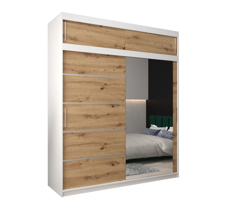 Szafa przesuwna Abiks Verona 2 200 biały + artisan z nadstawką 1 szt.