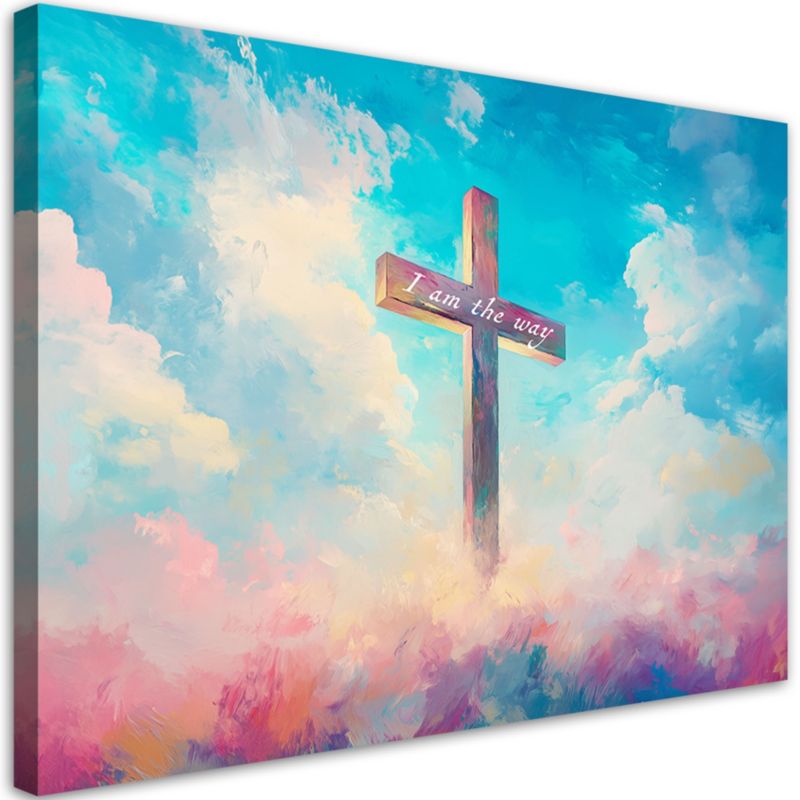 Obraz na płótnie Feeby Kolorowe Niebo Krzyż Religijny 90x60cm 1szt