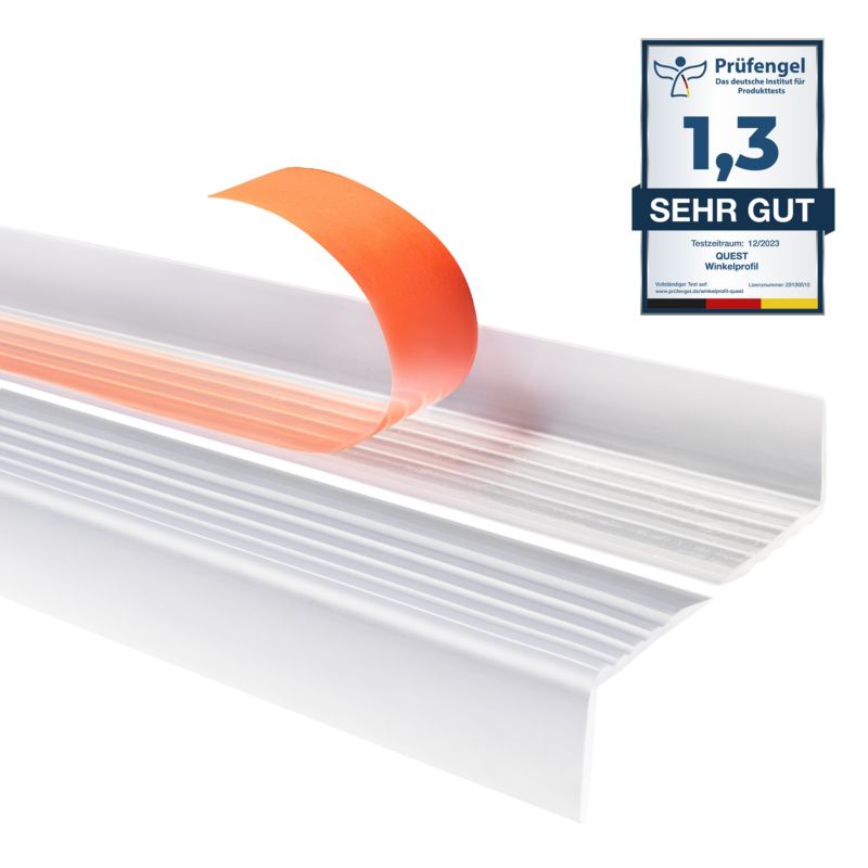 Profil schodowy PCV 40x25mm, QUEST, samoprzylepny antypoślizgowy nosek schodowy, ND, transparentny, 2m