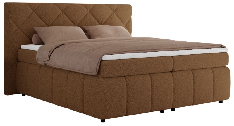 Łóżko kontynentalne MKS Meble RITA 140x200 H3 brązowy boucle 1szt.