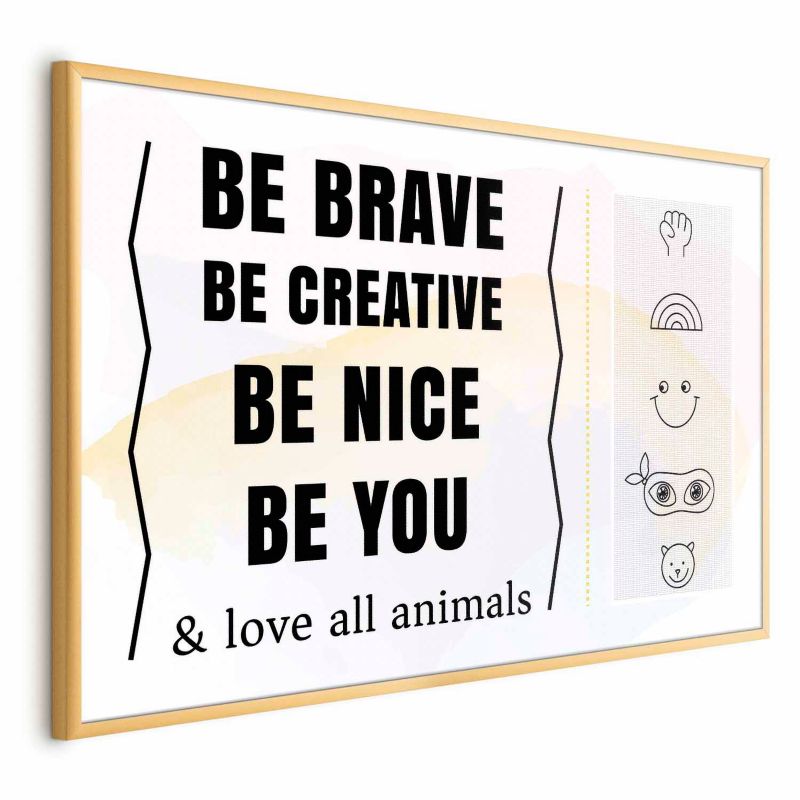 Plakat Artgeist Bądź sobą 90x60 cm z ramą złotą 1 szt