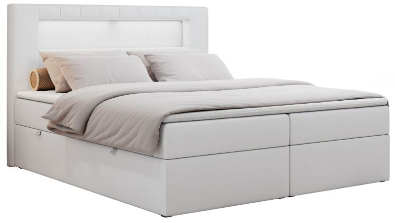 Łóżko kontynentalne MKS Meble GOLD 5 160x200 H4 Biały ecoskóra 1szt.