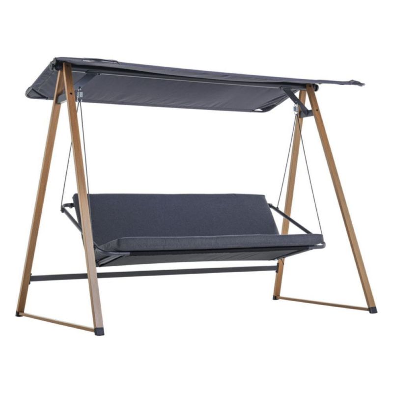 Huśtawka Ogrodowa Mirpol 3 os Z Daszkiem Stal Malowana Proszkowo Poliester, Grafit 1 szt.