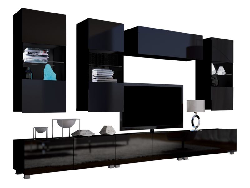 Meblościanka MIRJAN 24 Calabrini XI czarny / czarny połysk 1 kpl.