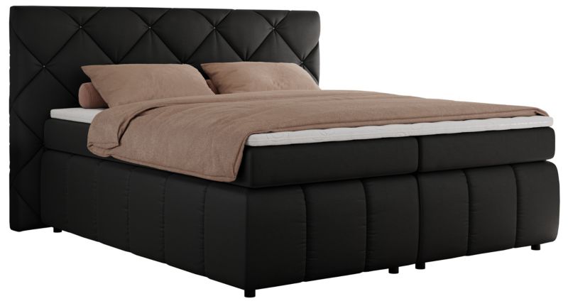 Łóżko kontynentalne MKS Meble RITA 160x200 H3 czarny ekoskóra 1szt.