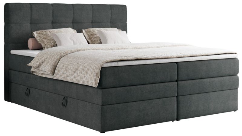 Łóżko kontynentalne MKS Meble ERNI KING 180x200 H4 Ciemnoszary struktura 1szt.