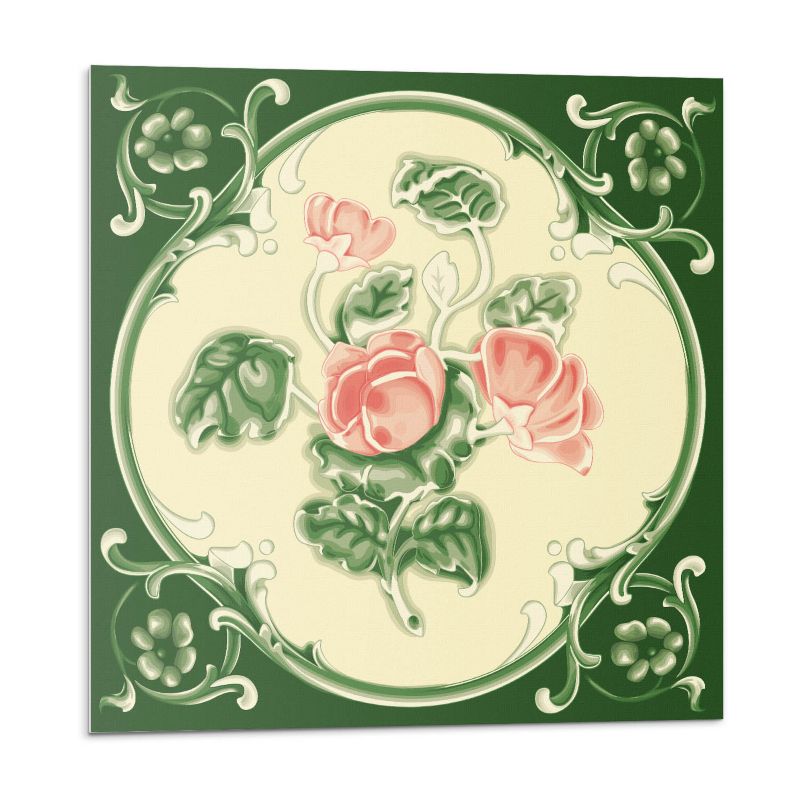 Kafelki samoprzylepne Wallfluent 50x50 cm Roślinny wzór z delikatnymi liśćmi 4 szt.