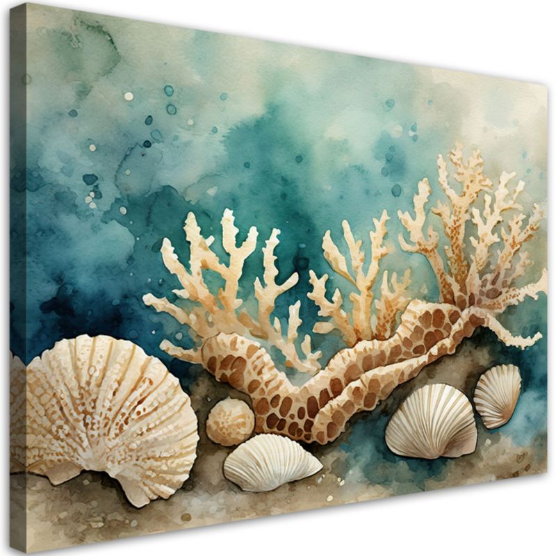 Obraz do salonu łazienki Feeby Muszle Rozgwiazdy Ocean Turkusowy 90x60 cm 1szt