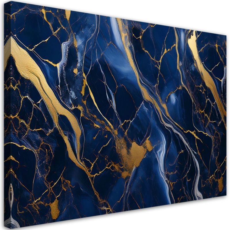 Obraz na płótnie Feeby Niebieski Marmur ze Złotem Lofty 100x70cm 1szt