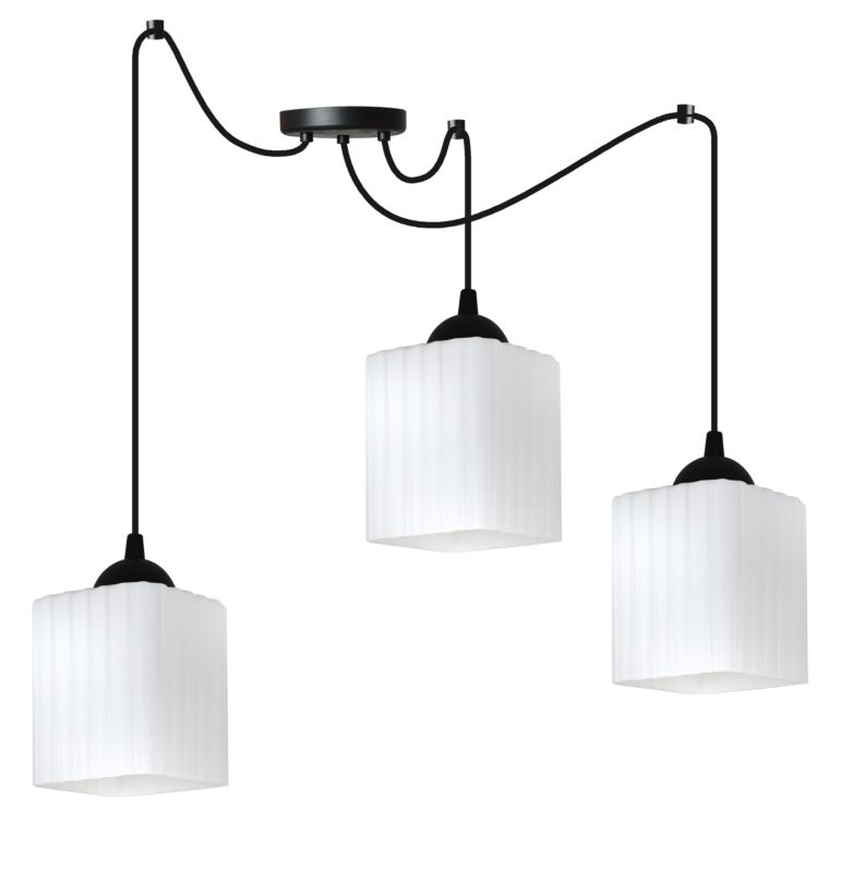 Lampa sufitowa wisząca Light Home LH Riffle Pająk 3x E27 60W czarny/biały 1szt.