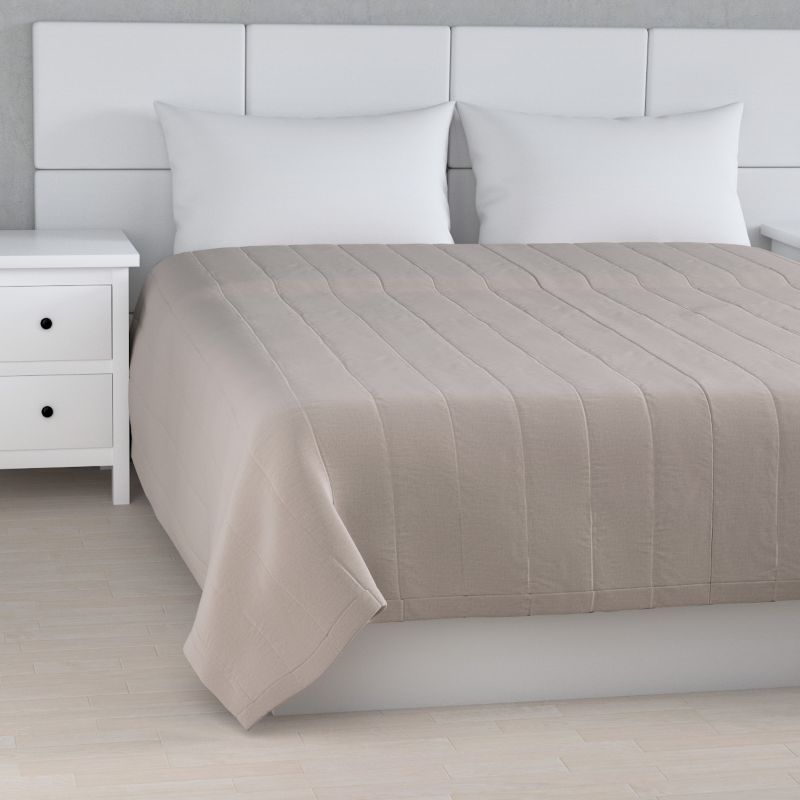 Narzuta pikowana w pasy Dekoria 130 x 210 cm beżowy welwet 1 szt.