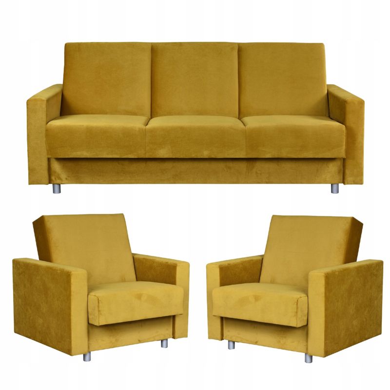 Zestaw mebli do salonu kanapa fotele Family Meble Alicja złoty 1szt