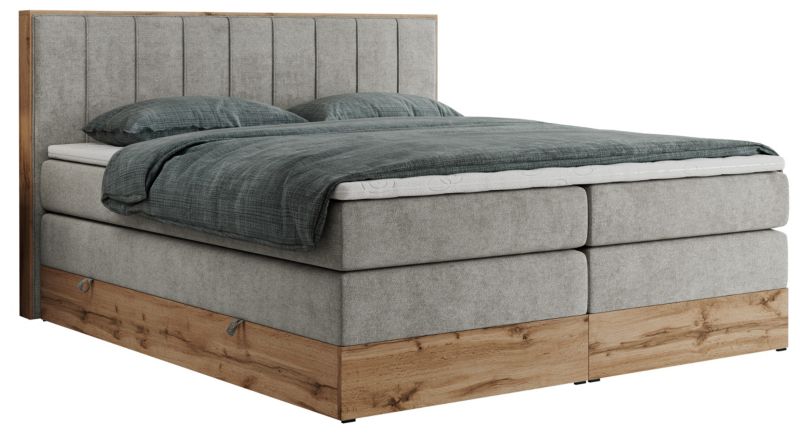 Łóżko kontynentalne MKS Meble BELLISSIMO KING 160x200 H3 jasnoszary struktura 1szt.