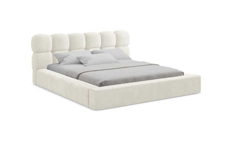 Tapicerowane łóżko z pojemnikiem LaMiaSofa Kahu Szynila 140x200 Biały 1 szt.