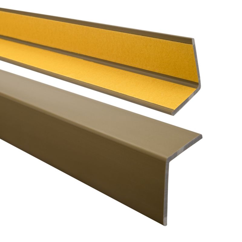 Kątownik miękki PCV 35x35mm, QUEST samoprzylepny, ochronny profil L kątowy, narożnik odbojnikowy z klejem, KM, mosiądz, 2m