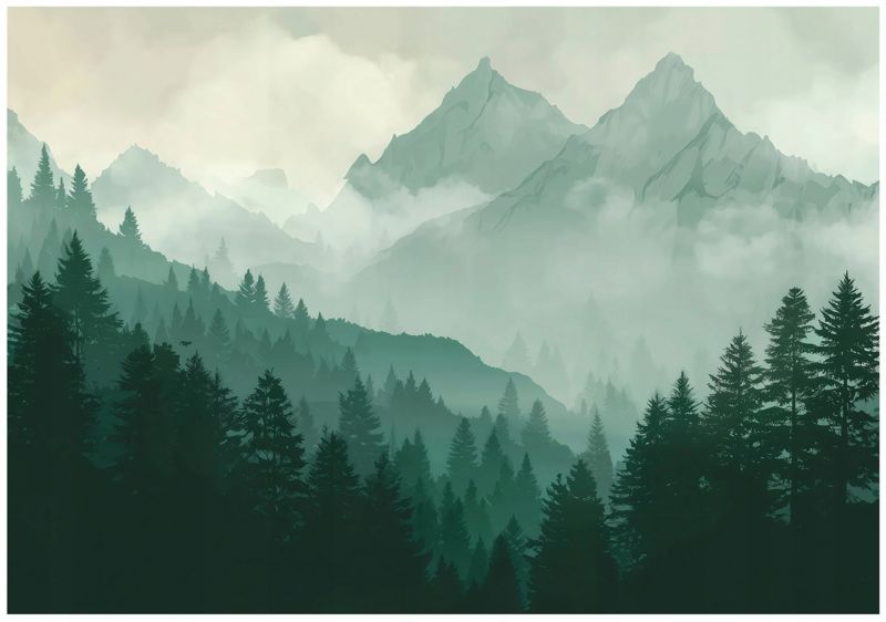 Fototapeta WALLARENA Do Sypialni Salonu Na Flizelinie Las Natura Góry Zielony 250x175 cm 16091VX5 1 szt.