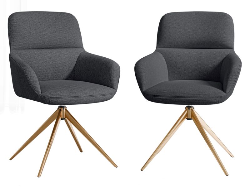 Komplet dwóch foteli obrotowych MIRJAN 24 Bokiz złoty + czarny 2 szt.