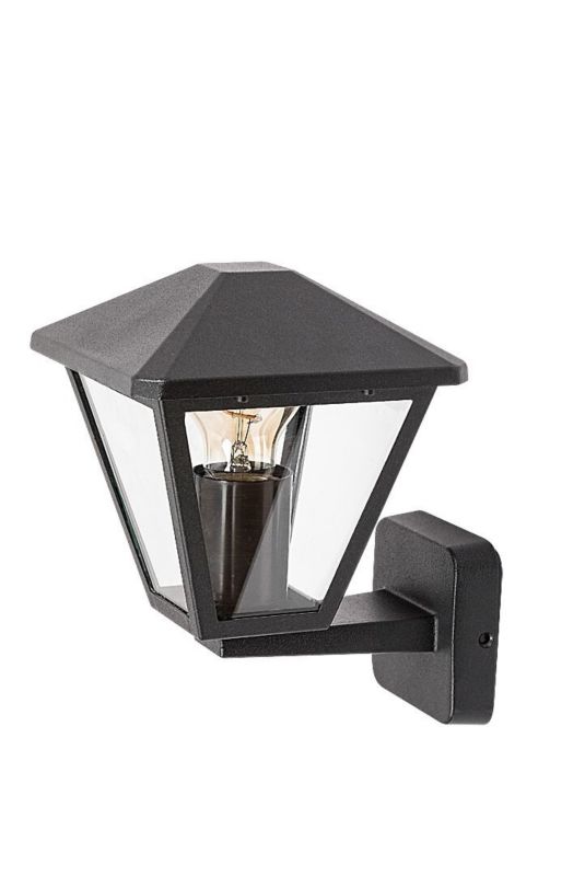Kinkiet ścienny zewnętrzny Rabalux Paravento czarno-przezroczysty minimalistyczny 1 x E27 x IP44 wym: 22 x 16 x 19,5 cm - 1 szt.