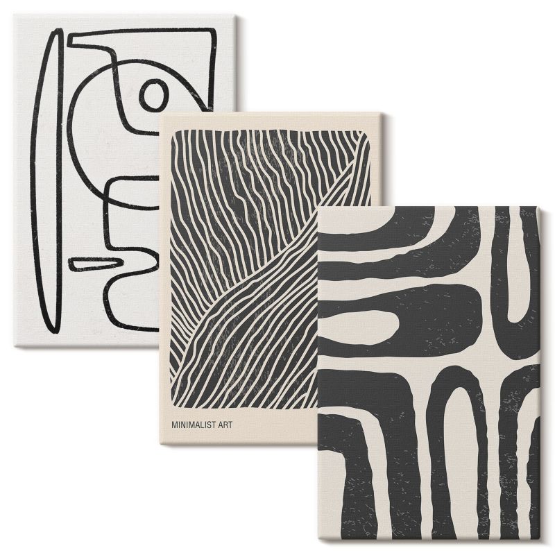 Galeria Obrazów Na Płótnie Wallfluent 20x30 cm Abstrakcyjne wzory linie tekstury 3 szt.