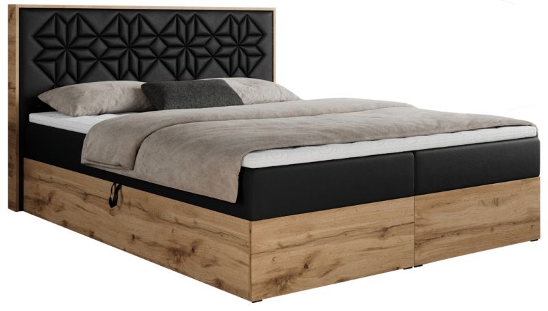 Łóżko kontynentalne MKS Meble NESSI 180x200 H3 Czarny ecoskóra 1szt