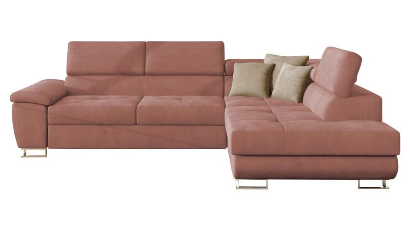 Narożnik MIRJAN 24 do salonu Cotere prawy indyjski róż/pudrowy róż/kość słoniowa 1 szt.