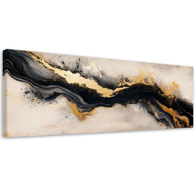 Obraz na płótnie Feeby Abstrakcja Beżowy Czarny Złoty Glamour 120x40cm 1szt