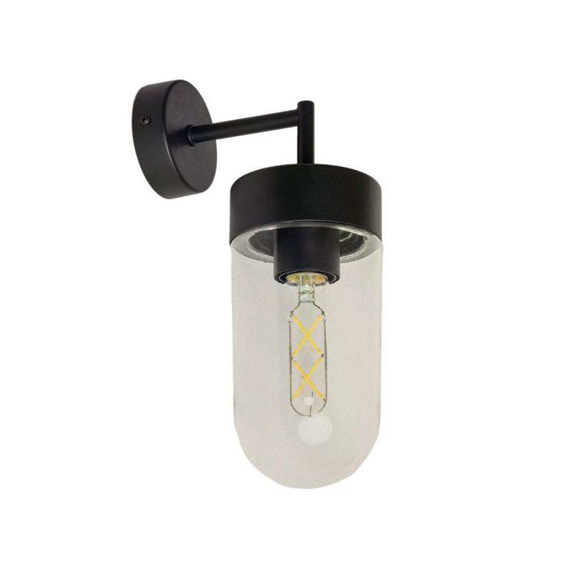 Kinkiet ścienny zewnętrzny Abruzzo Luca czarno-przezroczysty 1 x E27 x 40W IP44 wym: 28,7 x 9,6 x 15 cm - 1 szt.