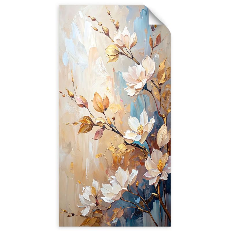 Naklejka samoprzylepna Feeby Kwiaty Gałązki Beżowy imitacja farby 50x100cm 1szt