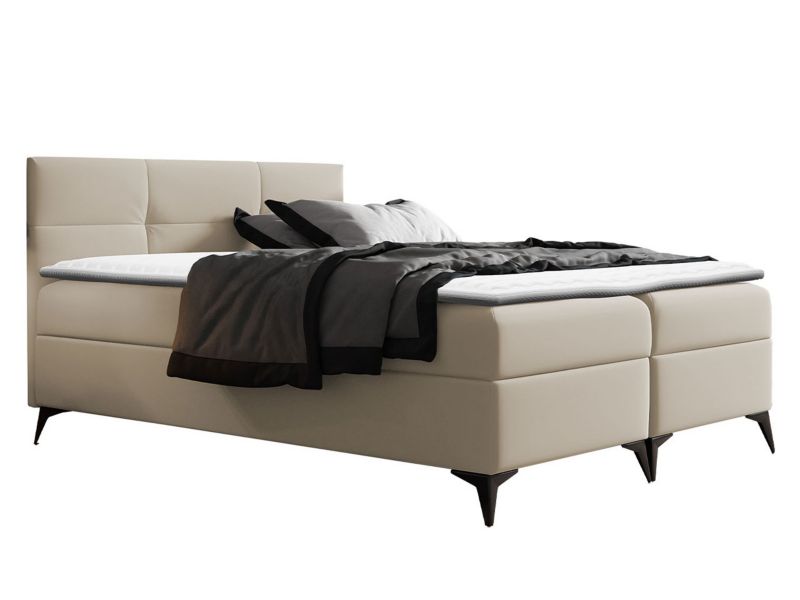 Łóżko kontynentalne MIRJAN 24 Figaro 200x200 ekoskóra chłodny beż 1 szt.