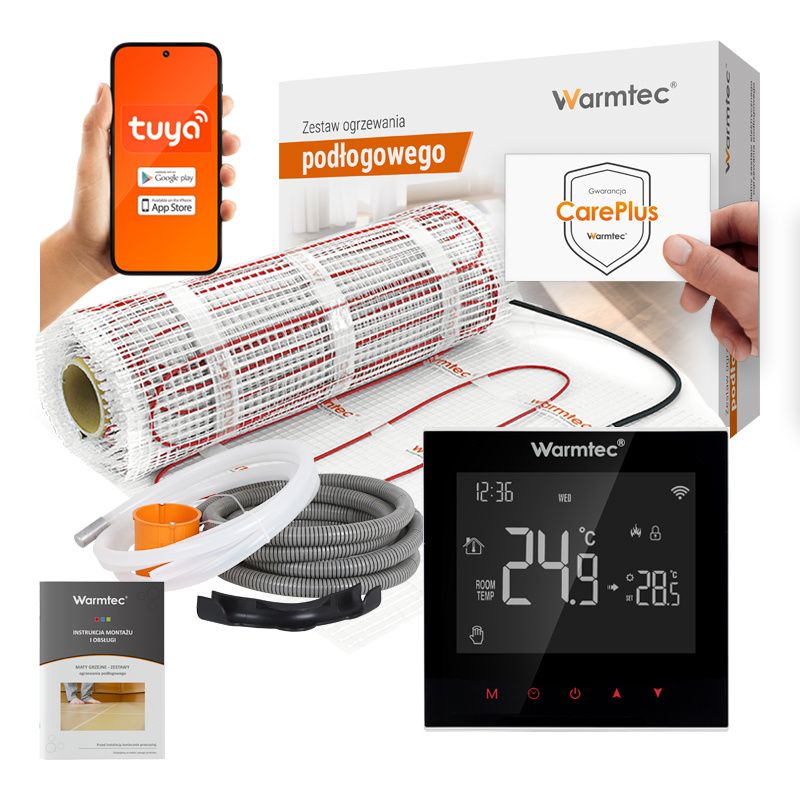 Mata grzewcza grzejna pod płytki Warmtec 10m² 170W/m² WiFi zestaw DS2-100/SRT20 1szt.